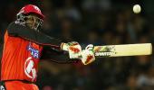 Gayle smashes 12-ball 50, equals Yuvraj Singh's World record