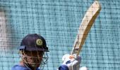 Dhoni hits the straps in practice along with ODI specialists