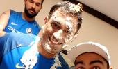 PHOTOS: Team India 'cakesmash' Dhoni on his birthday