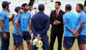 PHOTOS: Commentator Nehra's pep talk for India's bowlers