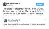 Tendulkar requests Twitter to take down fake handles of his kids