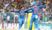 PIX: Kuldeep 'tricks' as India down Aus by 50 runs, lead series 2-0