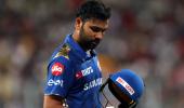 Rohit fined for hitting stumps after dismissal