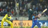 Ist ODI PIX: India ride on Jadhav, Dhoni fifties to beat Australia