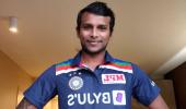 Natarajan shows off his India blue jersey