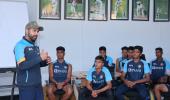 Rohit speaks to India U-19 side at NCA during rehab