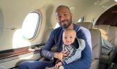 Pandya Jr enjoys first flight with daddy