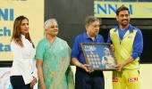 PICS: CSK's Dhoni felicitated for completing milestone