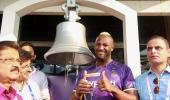 Russell rings the iconic bell at Eden Gardens