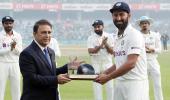 Pujara Gets 100th Test Cap From Gavaskar