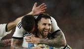 Messi leads Argentina win in 1st game as world champs