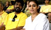 PIX: Nayanthara, Dhanush enjoy CSK vs MI match