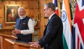 What cricket term Modi used to describe India-UK ties?