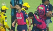 Suryavanshi touches Dhoni's feet after stellar knock