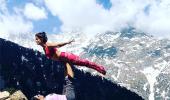 Pics: Vidya Malavade attempts yoga on mountain top