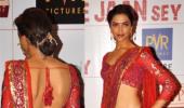 The Sexy Red Sari, worn Bollywood style