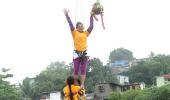 PIX: Rakhi Sawant rehearses for Dahi Handi festival