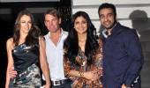 PIX: Shane Warne, Liz Hurley party with Shilpa Shetty