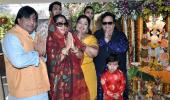 PIX: Bappi Lahiri celebrates Saraswati pooja with friends