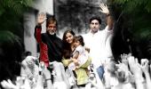 PIX: Aaradhya joins Big B, Ash to greet fans outside Jalsa