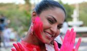 PIX: Veena Malik plays Holi!