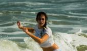 PIX: Hazel Keech goes surfing