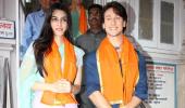 Pix: Tiger Shroff, Kriti Sanon visit Babulnath temple in Mumbai