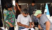 CANDID PICTURES: On the sets of Baahubali