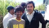 What was Bobby Deol doing in the sugar fields?