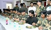 Ram Charan Enjoys A Meal With BSF Jawans