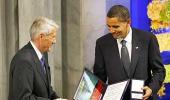 Obama receives Nobel Peace prize, justifies war 