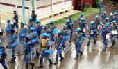 Pix: Calm in Kashmir, RAF does flag march