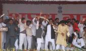 In PHOTOS: Akhilesh takes oath, SP members go berserk