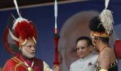 When in Nagaland, PM Modi does it the Naga way