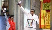 Champions of peace Satyarthi, Malala receive Nobel Peace Prize