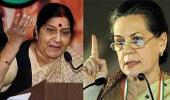 Sushma praises Sonia's 'grace', PM's 'gentleness'