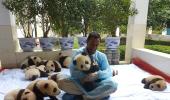 He hugs pandas. And meets polar bears