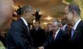 Obama, Castro share historic handshake amid thawing relations