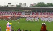 Kejriwal draws flak after students display his name in stadium