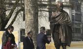 Mahatma stands tall next to Churchill in London