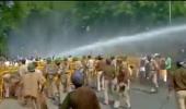 Congress workers protesting land bill face water canons, lathis