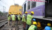 PHOTOS: Suburban train derails in Mumbai; one injured, services hit