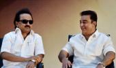 At DMK event, Kamal Haasan on stage, Rajini in audience