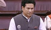 Sachin's first speech in Rajya Sabha drowned out by Congress members