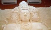 Om Namaha Shivaya! Mumbai airport exhibits giant Trimurti on Maha Shivratri