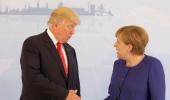 It finally happened! Trump shakes hands with Merkel