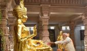 Modi visits Akshardham temple, reaches out to Patels