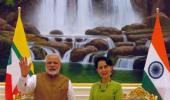 PM Modi presents Suu Kyi copy of her research proposal