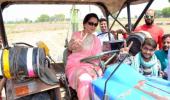 PHOTOS: Hema Malini takes a tractor tour to woo voters