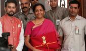 Sitharaman discards briefcase, carries 'bahi-khata'